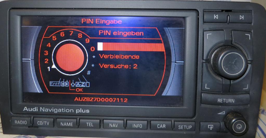 Modell Audi RNS-E MMI Serial Radio Code
